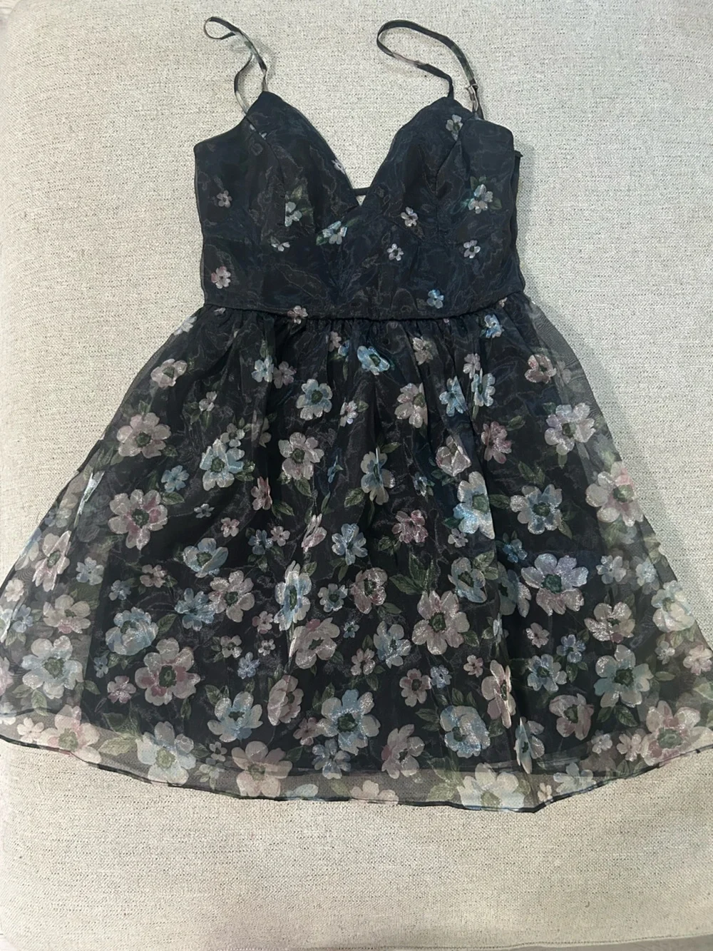 Lulus' Black Floral Tulle Party Dress